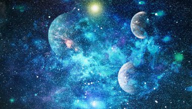 Uzaydaki gezegenler, yıldızlar ve galaksiler uzay keşiflerinin güzelliğini gösteriyor. NASA tarafından döşenmiş elementler