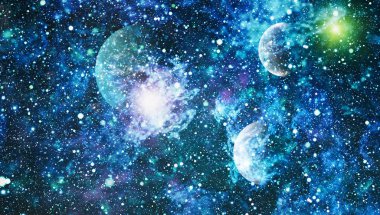 Uzaydaki gezegenler, yıldızlar ve galaksiler uzay keşiflerinin güzelliğini gösteriyor. NASA tarafından döşenmiş elementler