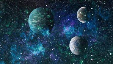 Uzaydaki gezegenler, yıldızlar ve galaksiler uzay keşiflerinin güzelliğini gösteriyor. NASA tarafından döşenmiş elementler