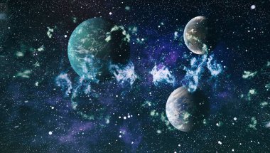 Uzaydaki gezegenler, yıldızlar ve galaksiler uzay keşiflerinin güzelliğini gösteriyor. NASA tarafından döşenmiş elementler