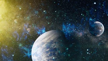 Uzaydaki gezegenler, yıldızlar ve galaksiler uzay keşiflerinin güzelliğini gösteriyor. NASA tarafından döşenmiş elementler