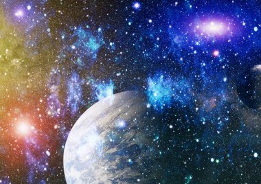 Uzaydaki gezegenler, yıldızlar ve galaksiler uzay keşiflerinin güzelliğini gösteriyor. NASA tarafından döşenmiş elementler