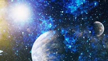 Uzaydaki gezegenler, yıldızlar ve galaksiler uzay keşiflerinin güzelliğini gösteriyor. NASA tarafından döşenmiş elementler