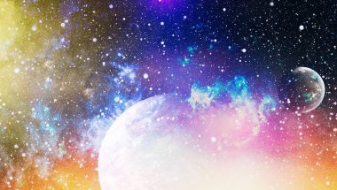 Uzaydaki gezegenler, yıldızlar ve galaksiler uzay keşiflerinin güzelliğini gösteriyor. NASA tarafından döşenmiş elementler