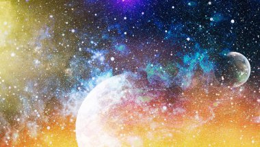 Uzaydaki gezegenler, yıldızlar ve galaksiler uzay keşiflerinin güzelliğini gösteriyor. NASA tarafından döşenmiş elementler