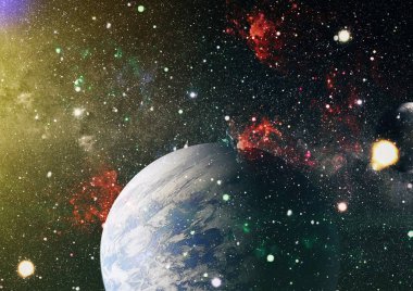 Uzaydaki gezegenler, yıldızlar ve galaksiler uzay keşiflerinin güzelliğini gösteriyor. NASA tarafından döşenmiş elementler