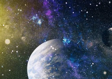 Uzaydaki gezegenler, yıldızlar ve galaksiler uzay keşiflerinin güzelliğini gösteriyor. NASA tarafından döşenmiş elementler
