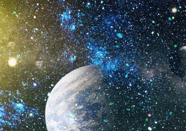 Uzaydaki gezegenler, yıldızlar ve galaksiler uzay keşiflerinin güzelliğini gösteriyor. NASA tarafından döşenmiş elementler