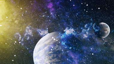 Uzaydaki gezegenler, yıldızlar ve galaksiler uzay keşiflerinin güzelliğini gösteriyor. NASA tarafından döşenmiş elementler