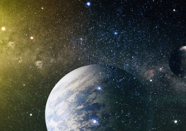 Uzaydaki gezegenler, yıldızlar ve galaksiler uzay keşiflerinin güzelliğini gösteriyor. NASA tarafından döşenmiş elementler