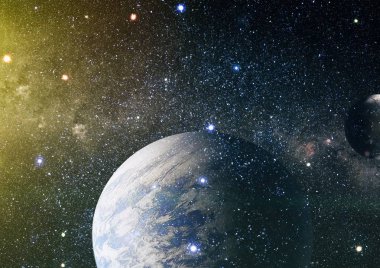 Uzaydaki gezegenler, yıldızlar ve galaksiler uzay keşiflerinin güzelliğini gösteriyor. NASA tarafından döşenmiş elementler