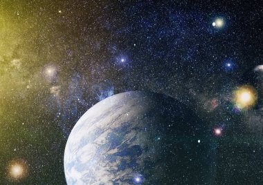 Uzaydaki gezegenler, yıldızlar ve galaksiler uzay keşiflerinin güzelliğini gösteriyor. NASA tarafından döşenmiş elementler