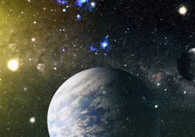 Uzaydaki gezegenler, yıldızlar ve galaksiler uzay keşiflerinin güzelliğini gösteriyor. NASA tarafından döşenmiş elementler