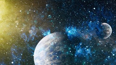 Uzaydaki gezegenler, yıldızlar ve galaksiler uzay keşiflerinin güzelliğini gösteriyor. NASA tarafından döşenmiş elementler