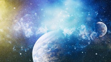 Uzaydaki gezegenler, yıldızlar ve galaksiler uzay keşiflerinin güzelliğini gösteriyor. NASA tarafından döşenmiş elementler