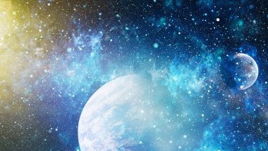 Uzaydaki gezegenler, yıldızlar ve galaksiler uzay keşiflerinin güzelliğini gösteriyor. NASA tarafından döşenmiş elementler