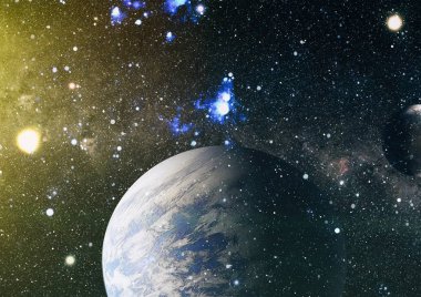 Uzaydaki gezegenler, yıldızlar ve galaksiler uzay keşiflerinin güzelliğini gösteriyor. NASA tarafından döşenmiş elementler