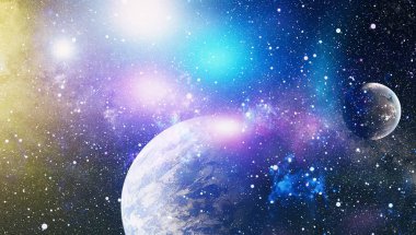 Uzaydaki gezegenler, yıldızlar ve galaksiler uzay keşiflerinin güzelliğini gösteriyor. NASA tarafından döşenmiş elementler