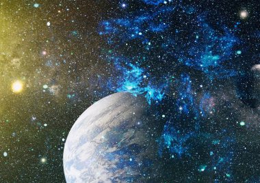 Uzaydaki gezegenler, yıldızlar ve galaksiler uzay keşiflerinin güzelliğini gösteriyor. NASA tarafından döşenmiş elementler