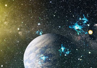 Uzaydaki gezegenler, yıldızlar ve galaksiler uzay keşiflerinin güzelliğini gösteriyor. NASA tarafından döşenmiş elementler