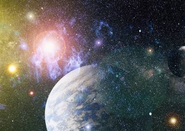 Uzaydaki gezegenler, yıldızlar ve galaksiler uzay keşiflerinin güzelliğini gösteriyor. NASA tarafından döşenmiş elementler