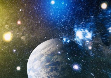 Uzaydaki gezegenler, yıldızlar ve galaksiler uzay keşiflerinin güzelliğini gösteriyor. NASA tarafından döşenmiş elementler