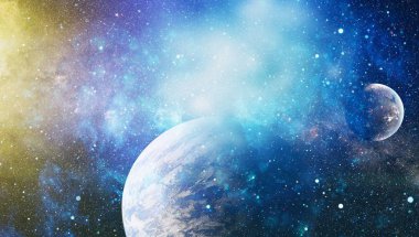 Uzaydaki gezegenler, yıldızlar ve galaksiler uzay keşiflerinin güzelliğini gösteriyor. NASA tarafından döşenmiş elementler