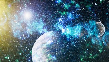 Uzaydaki gezegenler, yıldızlar ve galaksiler uzay keşiflerinin güzelliğini gösteriyor. NASA tarafından döşenmiş elementler