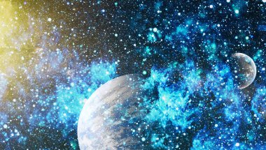 Uzaydaki gezegenler, yıldızlar ve galaksiler uzay keşiflerinin güzelliğini gösteriyor. NASA tarafından döşenmiş elementler