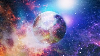 Uzaydaki gezegenler, yıldızlar ve galaksiler uzay keşiflerinin güzelliğini gösteriyor. NASA tarafından döşenmiş elementler