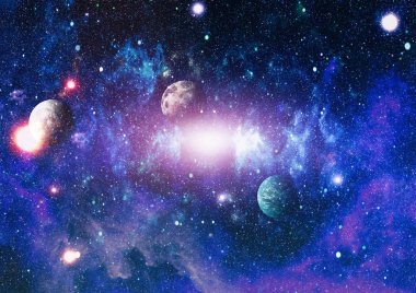 Uzaydaki gezegenler, yıldızlar ve galaksiler uzay keşiflerinin güzelliğini gösteriyor. NASA tarafından döşenmiş elementler