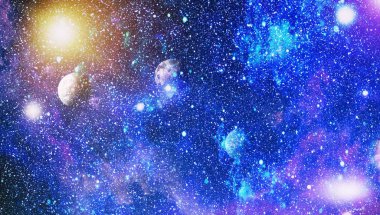 Uzaydaki gezegenler, yıldızlar ve galaksiler uzay keşiflerinin güzelliğini gösteriyor. NASA tarafından döşenmiş elementler