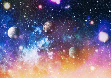 Uzaydaki gezegenler, yıldızlar ve galaksiler uzay keşiflerinin güzelliğini gösteriyor. NASA tarafından döşenmiş elementler