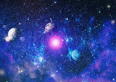 Uzaydaki gezegenler, yıldızlar ve galaksiler uzay keşiflerinin güzelliğini gösteriyor. NASA tarafından döşenmiş elementler