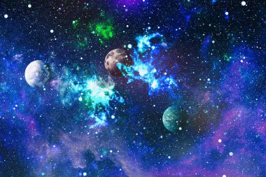 Uzaydaki gezegenler, yıldızlar ve galaksiler uzay keşiflerinin güzelliğini gösteriyor. NASA tarafından döşenmiş elementler