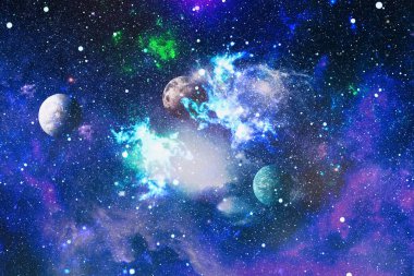 Uzaydaki gezegenler, yıldızlar ve galaksiler uzay keşiflerinin güzelliğini gösteriyor. NASA tarafından döşenmiş elementler