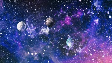 Uzaydaki gezegenler, yıldızlar ve galaksiler uzay keşiflerinin güzelliğini gösteriyor. NASA tarafından döşenmiş elementler