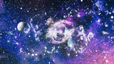 Uzaydaki gezegenler, yıldızlar ve galaksiler uzay keşiflerinin güzelliğini gösteriyor. NASA tarafından döşenmiş elementler