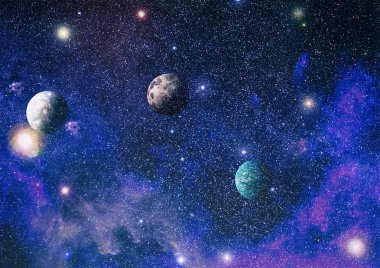 Uzaydaki gezegenler, yıldızlar ve galaksiler uzay keşiflerinin güzelliğini gösteriyor. NASA tarafından döşenmiş elementler