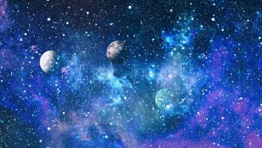 Uzaydaki gezegenler, yıldızlar ve galaksiler uzay keşiflerinin güzelliğini gösteriyor. NASA tarafından döşenmiş elementler