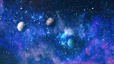 Uzaydaki gezegenler, yıldızlar ve galaksiler uzay keşiflerinin güzelliğini gösteriyor. NASA tarafından döşenmiş elementler