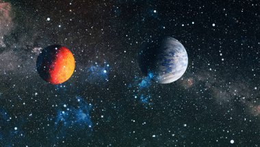 Derin uzay sanatı. Galaksiler, bulutsular ve evrendeki yıldızlar. Bu görüntünün elementleri NASA tarafından desteklenmektedir