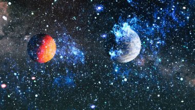 Derin uzay sanatı. Galaksiler, bulutsular ve evrendeki yıldızlar. Bu görüntünün elementleri NASA tarafından desteklenmektedir