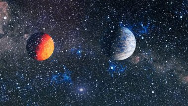 Derin uzay sanatı. Galaksiler, bulutsular ve evrendeki yıldızlar. Bu görüntünün elementleri NASA tarafından desteklenmektedir