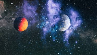 Derin uzay sanatı. Galaksiler, bulutsular ve evrendeki yıldızlar. Bu görüntünün elementleri NASA tarafından desteklenmektedir