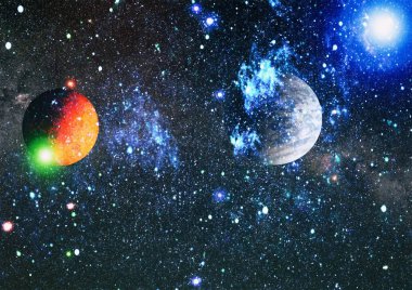 Derin uzay sanatı. Galaksiler, bulutsular ve evrendeki yıldızlar. Bu görüntünün elementleri NASA tarafından desteklenmektedir