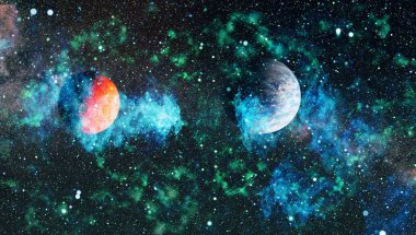 Derin uzay sanatı. Galaksiler, bulutsular ve evrendeki yıldızlar. Bu görüntünün elementleri NASA tarafından desteklenmektedir