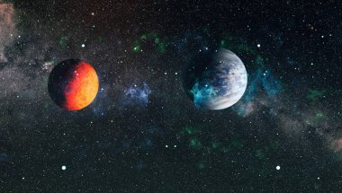 Derin uzay sanatı. Galaksiler, bulutsular ve evrendeki yıldızlar. Bu görüntünün elementleri NASA tarafından desteklenmektedir