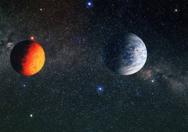 Derin uzay sanatı. Galaksiler, bulutsular ve evrendeki yıldızlar. Bu görüntünün elementleri NASA tarafından desteklenmektedir