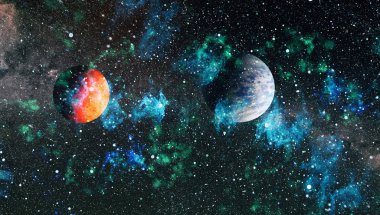 Derin uzay sanatı. Galaksiler, bulutsular ve evrendeki yıldızlar. Bu görüntünün elementleri NASA tarafından desteklenmektedir